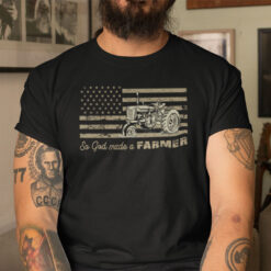 So God Made A Farmer Shirt Vintage USA Flag Tractor Farmer