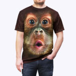 Funny 3D Big Monkey Gorilla Face All Over Print T-Shirt